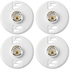 Saysurey 4 Pcs Medium Base E26 Lampholder Keyless Top Lamp Holder Ceiling Light Sockets White Phenolic Bulb Socket Incandescent Fluorescent CFL Lampholder 660w 250v