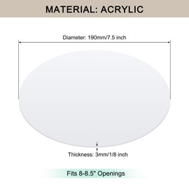 Awclub Lampshade Diffuser, 7.5" Diameter Round Diffuser Lamp Shade for Drum Style Lampshades Pendants Softening Light, DIY Light Fits 8-8.5" Openings, Frosted White Acrylic