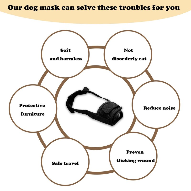 3 PCS Dog Muzzle, Soft Mesh Muzzle for Small Medium