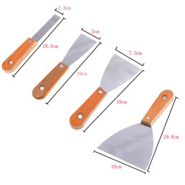 XINGSUI 4 Pcs of Wallpaper Scraper Tools, with Wooden Handle and Metal Blade, Ideal for Removing Wallpaper or Other Fillers