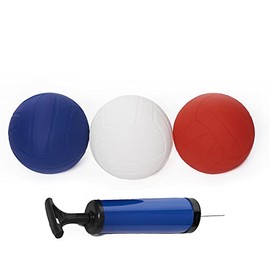 Spike Roundnet Game Ball Replaceable Competitive Balls Mini Volleyball 3-Pack (Red,White,Blue) with Pump