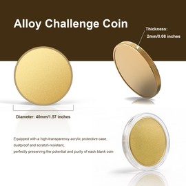 Hgnova 12 Pcs Alloy Blank Challenge Coin 40mm, 2mm Thickness Engraving Blanks Coins, Zinc Alloy Metal Stamping Blanks with Acrylic Protection Box Pattern for DIY Crafts Engraving (Gold-Plated)