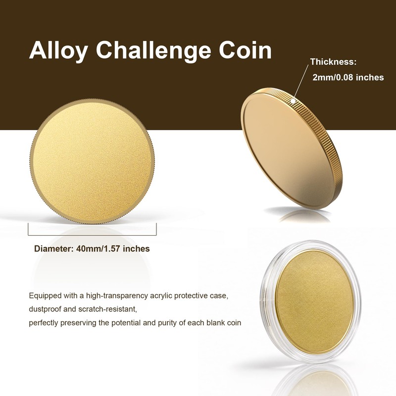 Hgnova 12 Pcs Alloy Blank Challenge Coin 40mm, 2mm Thickness