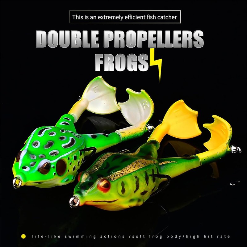 AIMALL 3pcs 3.7in Frog Lure Soft Bait with 360° Rotating