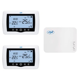 Smart Thermostat PNI CT410 PRO Wireless with WiFi, Control of 2 Zones via the Internet, for Heating Systems, Pumps, Solenoid Valves, TuyaSmart App, Hysteresis 0.2 °C