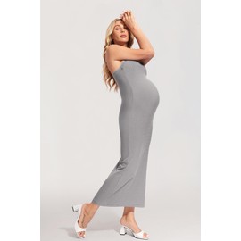 MOMANDA Women’s Maternity Dress Ribbed Nursing Nightgowns with Built in Bra Sleeveless Bodycon Dresses for Breastfeeding Heather Carbon Small