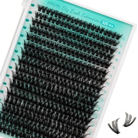 Lash Clusters Wispy 320PCS Eyelash Extension 50D Cluster Lashes Individual Lashes DIY Lash Extension Natural Look Cluster Eyelash Extensions Soft False Eyelashes at Home for Beginners(D-Mix9-16mm)