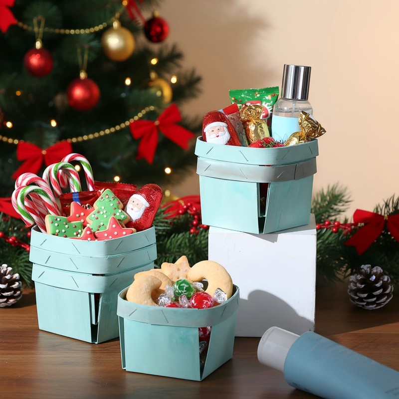24 Pcs One Pint Wooden Berry Baskets Small Fruit Picking