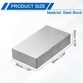 PATIKIL 50 x 90 x 20 mm Steel Workbench Block, Steel Block, Metal Workbench Block without Holes, Hardened Steel, Flat 123 Blocks, Precision Machining, Rectangle