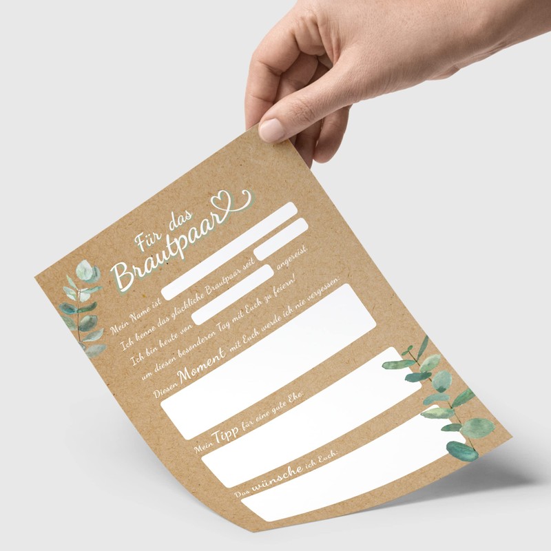 CreativeRobin Wedding game and guest book cards for 50 guests