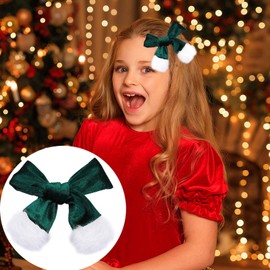 Christmas Bow Hair Clip Set - Fashionable Holiday Hair Accessories Red and Green Velvet Hair Bow Clips