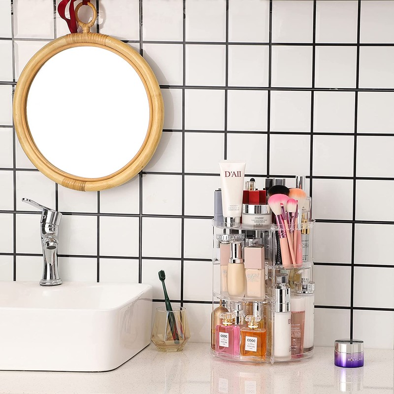 Cq acrylic 360 Degree Rotating Makeup Organizer for Bathroom,4 Tier