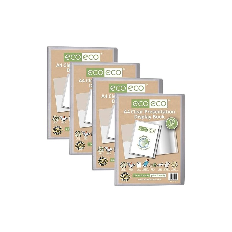 eco-eco A4 Size 50 Percent Recycled 10 Pocket Clear Presentation