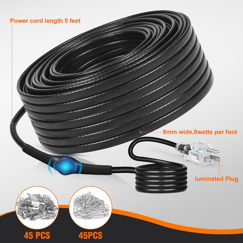 LantingMing Roof Snow De-Icing Heating Cable Self-Regulating-Plug-in Ready Heat Cable