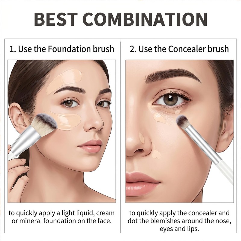 MOTIBACK 3 Piece Makeup Brush Set for Face and Eye