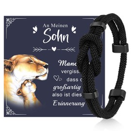 Men's Gift Bracelet: Gift for Him Husband Paracord Bracelets, Gift for Dad Son, Surfer Men's Bracelets Black, Jewellery Gifts Christmas/Valentine's Day/Father's Day Gifts