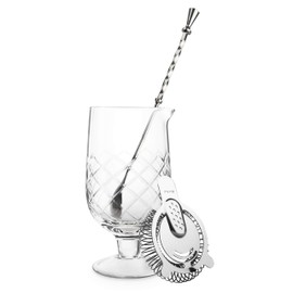 Final Touch 27 Oz. Extra-Large Stemmed Yarai Mixing Pitcher with Hawthorne Strainer (GMP310)