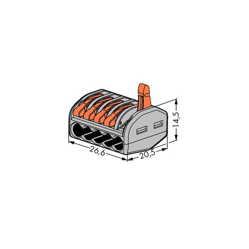 20x Wago 222-415 Classic Connection Clamp with Actuation Lever 5-Way