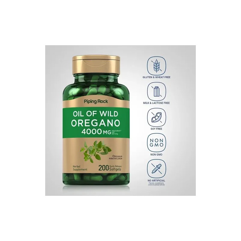 Aceite De Orégano Orgánico 200 Cápsulas Candida J55