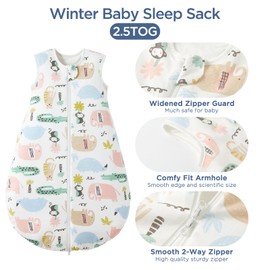 Duomiaomiao 2.5 TOG Baby Sleep Sack 100% Cotton Winter Baby Wearable Blanket, Warm Quilted Comfy Toddler Sleeping Sack