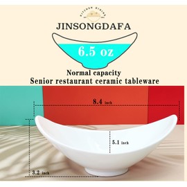 jinsongdafa Salad Bowls,White Porcelain Soup Bowl,Suitable for use Dipping,Sauces,Ice Cream,Dessert,Small Side Dishes,Salad,Cereal, Rice-Microwave,Dishwasher and Oven Safe 8.4 Inch