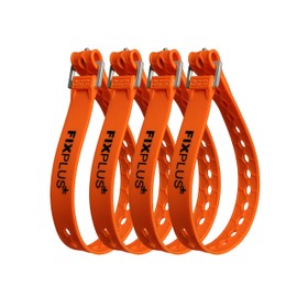 Fixplus Strap Pack of 4 – Tie-down strap for securing, attaching, bundling and lashing made of special plastic with aluminum buckle 46 cm x 2.4 cm (orange)