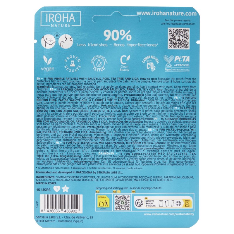 Iroha Nature - akne pflaster FUN | Salicylsäure, Teebaumöl und