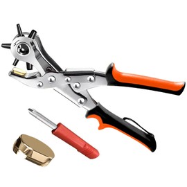 BJDSI Belt Puncher for Leather has 3 Round & 2 Flat & 1 Oval Holes,Fully Polished,Sharp,Labor-Saving.