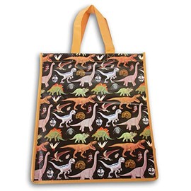 Jurassic Dinosaur Black Reusable Tote Bag - 13.5 x 15 Inch