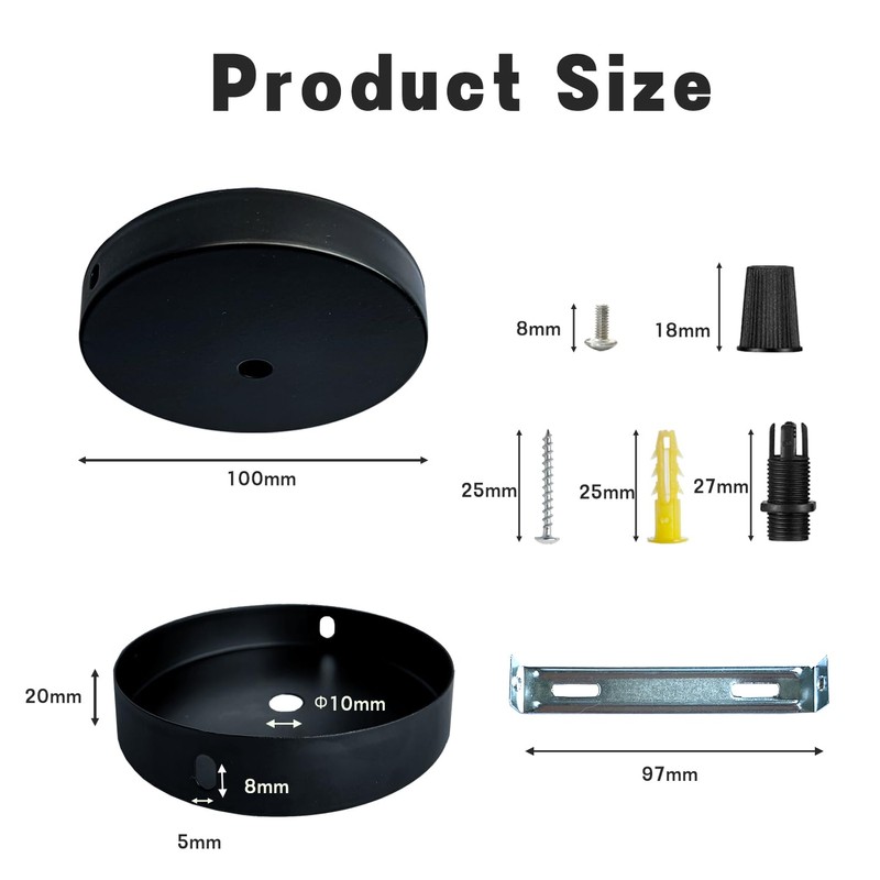 Zzcy Pack of 3 Cable Cover Ceiling Light Ceiling Canopy