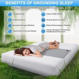 F FINEC Grounding Sheet with Elastic Strap, Grounding Mat for Bed Twin XL Full Double Queen King Size, 10% Silver Fiber 90% Organic Cotton, Grounding Bed Sheets Sleeping Connect Earth, 30"x78", Grey