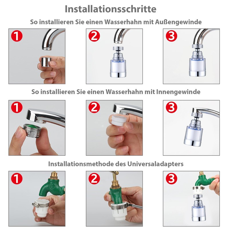 VZU Pack of 2 Tap Filters, 360° Water Filter Tap