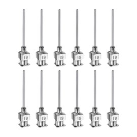 QUARKZMAN Pack of 12 18 Gauge Stainless Steel Dosing Cannulas, 1 Inch Metal Glue Needle Tube with Blunt Tip and Luer Lock for Thick Materials, Ink, Glue, Lab Insert
