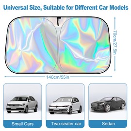 Gmphix Sun Protection Car Windscreen 140 x 70 cm, Windscreen Sun Protection, Front Windscreen Indoor, Foldable Sun Visor Car, Blocks UV Rays