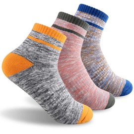 FEIDEER Women's Hiking Socks, Multi-pack Outdoor Wicking Cushion Low Cut Ankle Quarter Socks (3WSS18103-M)