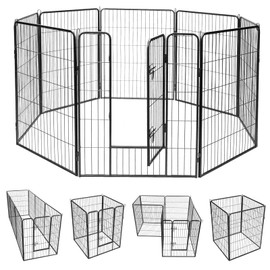CHEFJOY Dog Playpen Indoor Outdoor, 8 Panels 48" Height Metal Dog Fence with Door for Large Medium Small Dogs Cats Pets, Foldable Puppy Playpen for RV, Camping, Garden, Yard