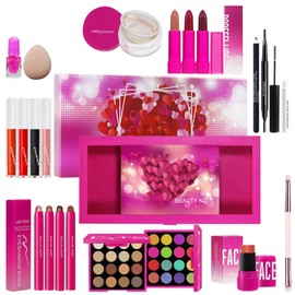 Beginner Makeup Kit,Face Eye Makeup Set - Everyday Cosmetics with Brush, Lipstick Mascara and Blush for Friends, Family, Classmates