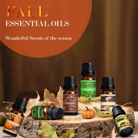 SALKING Autumn Fragrance Oils, Premium Fall Essential Oils for Diffuser, Scented Oils Gift Set for Soap Candle Making Scents - Cinnamon, Pumpkin Spice, Apple Cider, Vanilla, Forest Pine, Snickerdoodle