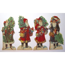 Winslow Papers 4 Colorful Victorian Santa, Saint Nicolas Gift Tags -1980’s “The Winslow Papers”