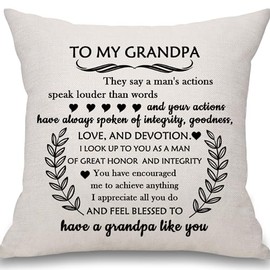 Mcaeou Grandpa Gift from Granddaughter Grandson Grandfather Grandad Grandpa Cushion Cover Throw Pillow Cover for Birthday Father's Day Christmas(grandpa)