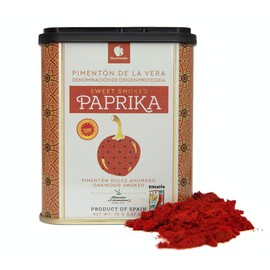 Gourmanity Spanish Sweet & Hot Smoked Paprika Powder Tin, Premium Oak Wood Smoked Paprika Seasoning for Adding Depth, Flavor and Color to Your Dishes, Kosher, Gluten Free, Pimenton Dulce Ahumado, 2.5 oz Twin Pack (Pack of 2)