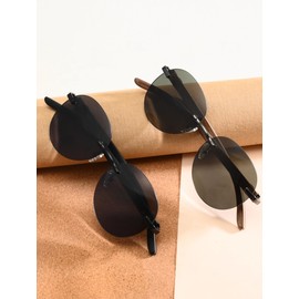 GREENTREEN Wooden Sunglasses for Men and Women, Unisex Polarised Sunglasses with Wooden Arms, UV400 Protection, Grey-3