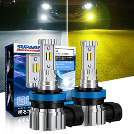 【Memory Function Model】SUPAREE H8 LED Fog, 2 Colors, Ultra-Bright, H11 Lamp, H16, Memory Function, Angle Adjustable, Double Waterproof and Anti-Fog, Vehicle Inspection Compliant, DC12V, 12000lm, 20W*2