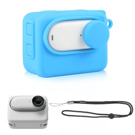 PULUZ Camera Silicone Protective Case for Insta360 GO 3 Camera Charging Case,Soft Silicone Protective Cover with Lens Cap and Anti-Loss Lanyard as Accessories for Insta360 GO 3(Blue)