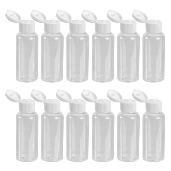 Lurrose 12-Piece 50ml Empty Plastic Bottles Sample Containers with Hinged Lid Ideal for Plasticisers, Water, Shower Gel, Emulsions