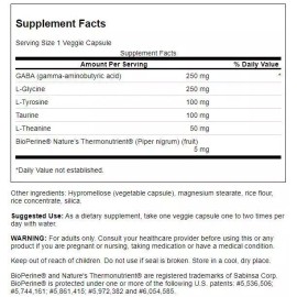 Swanson Gabaplex with L-Tyrosine and L-Theanine 60 Veggie Capsules