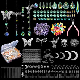 DIY Suncatcher Kits for Adults 500 Pcs Sun Catcher Kits Suncatcher Making Supplies Art and Crafts for Adults Hanging Prism Sun Catcher with Crystals Ball Rainbow Maker for Indoor Window Home Decor