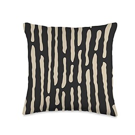 Abstract Lines Pattern in Beige on Black AEY533 Throw Pillow