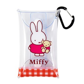 Miffy miffy0014 Clear Pouch with Carabiner, Mini Pouch, Clear Multi Case, Small, Women's, Work, Travel, Adults, Students, Children, Cute, Character, Red (DBM-2314), One size