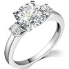 Three Diamond Women's Ring Stainless-Steel Cubic-Zirconia (Silver, 9#)